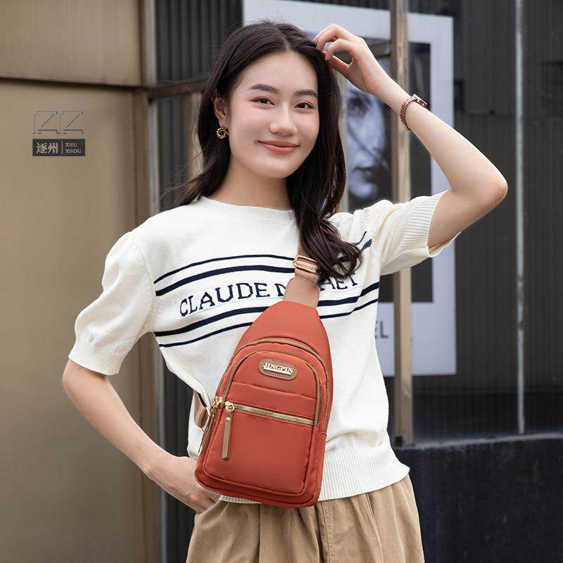 新款潮时尚多层胸包女简约轻便尼龙布单肩包韩版休闲旅游斜挎背包