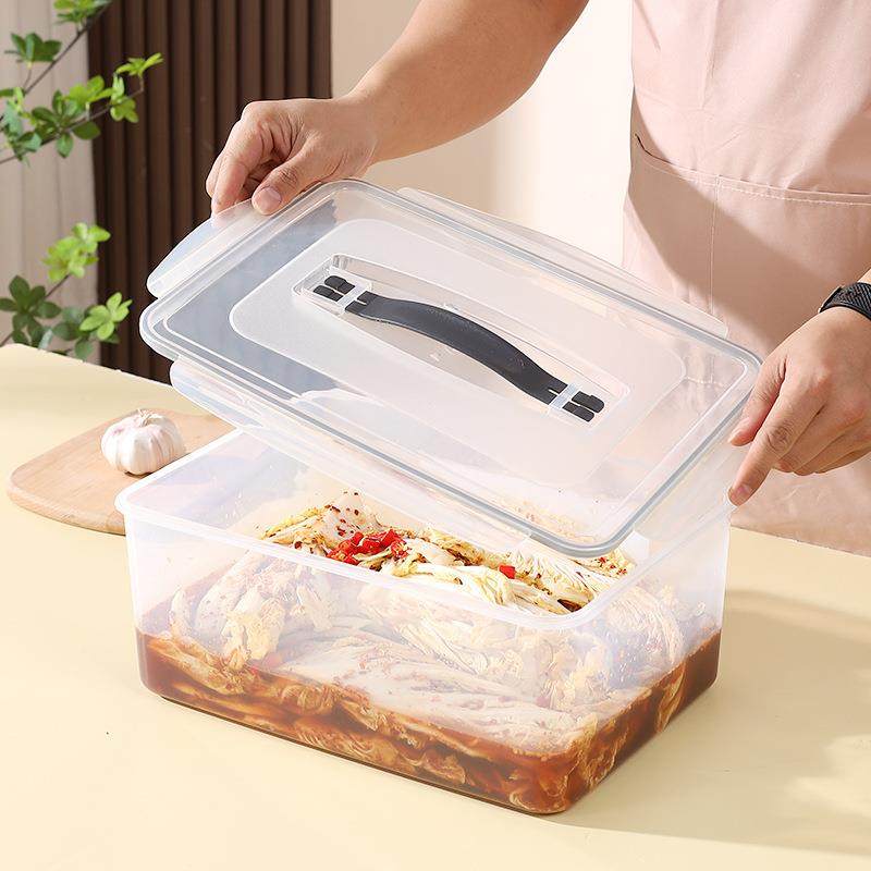 大号手提保鲜盒密封饭盒储存饮料水果蔬菜塑料透明盒现货定制
