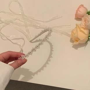 仙气珍珠丝带发箍春季 女发夹头饰发饰 百搭外出发卡网红2027年新款