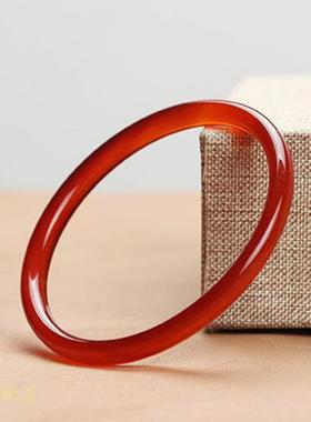 红色玛瑙叮当镯 原色纤纤细镯女饰品手环线绒玉髓细手镯定制