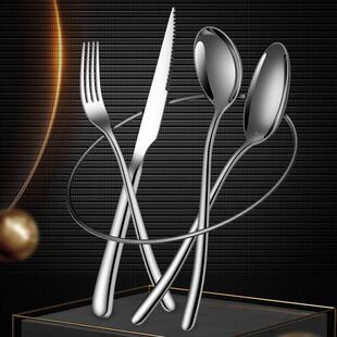 304不锈钢餐具套装家用加厚西餐牛排刀叉勺创意长柄勺子叉子定制