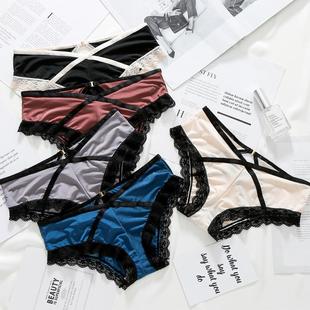欧美蕾丝三角裤光滑面料棉裤裆女士舒适内裤多色选定制