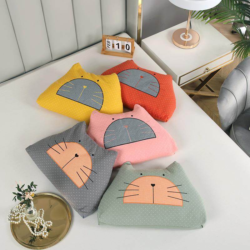 新款儿童卡通纱布枕头双层纱荞麦枕学生宿舍全荞麦壳枕芯定制