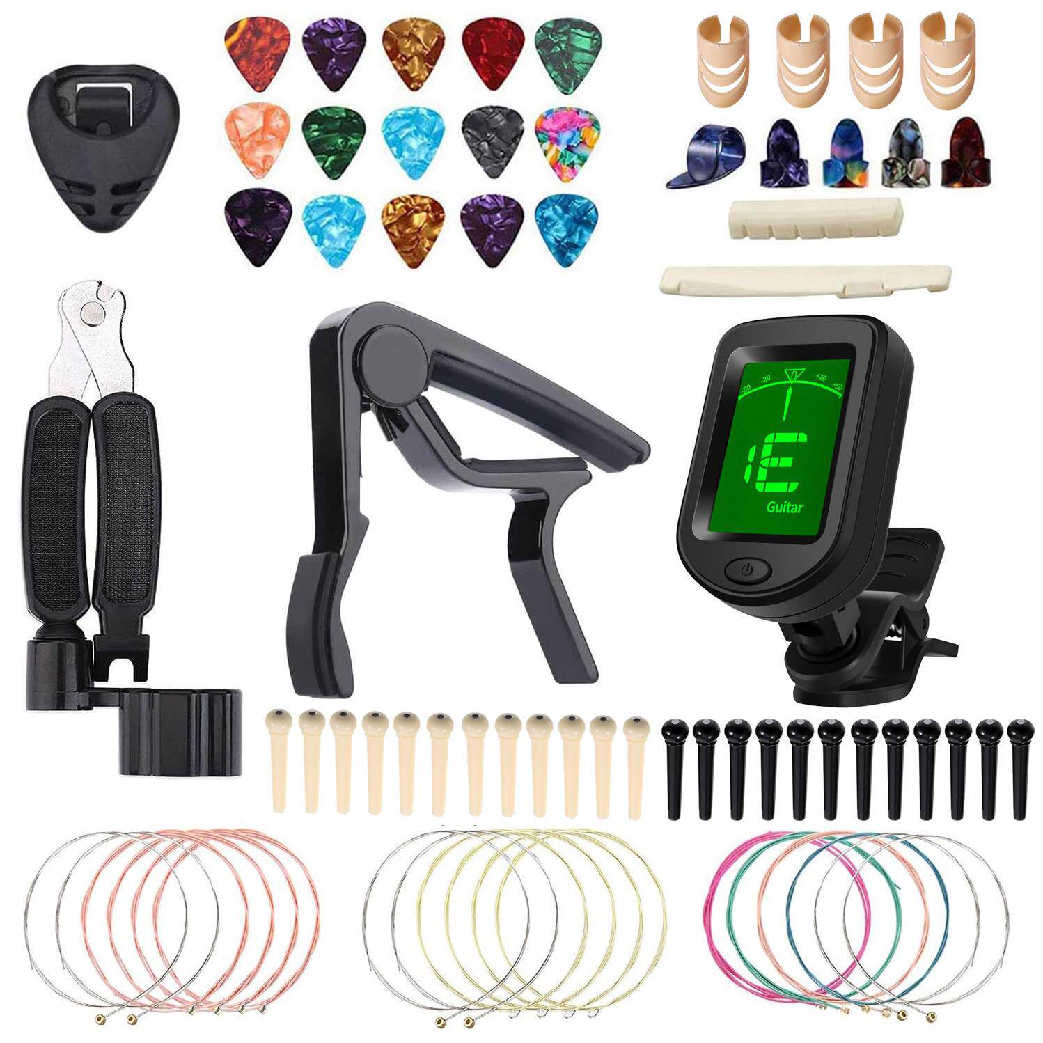 现货 吉他维修护理工具套装 换弦工具调音器变调夹三合一卷弦定制