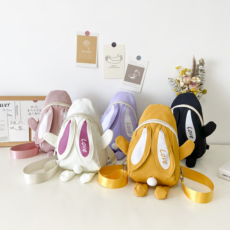 儿童可爱小背包可爱小兔子男女童帆布斜挎包包时尚宝宝外出零钱包