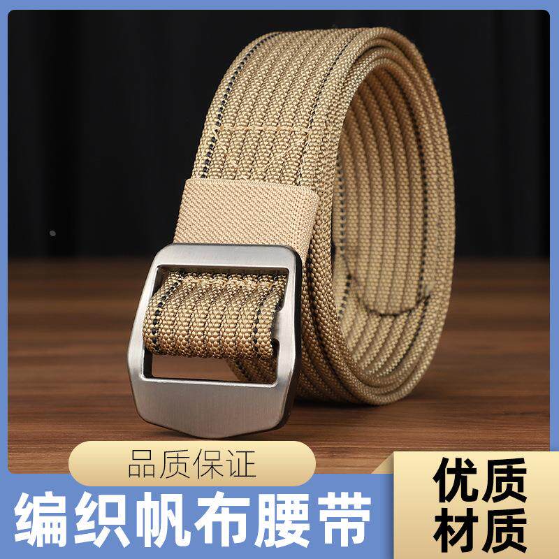 无孔免打孔帆布腰带男士商务尼龙皮带学生军训百搭编织牛仔裤带女