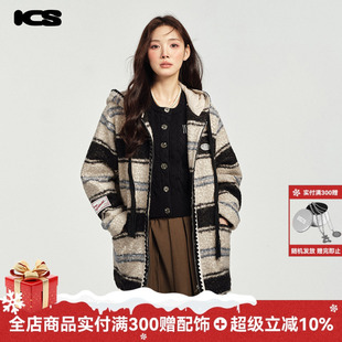 外套 开衫 ics iconslab圈圈条纹毛呢卫衣2024秋冬情侣男女同款