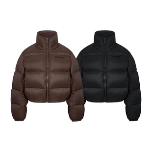 ics丨iconslab蓬松面包服冬印花logo美拉德90白鸭绒羽绒服短外套