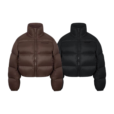 美拉德立领短款刺绣面包羽绒服