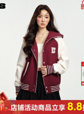 ics丨iconslab花边连帽美式棒球服情侣款秋冬宽松设计感小众外套