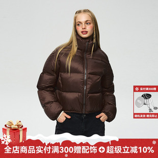 ics iconslab蓬松面包服冬印花logo美拉德90白鸭绒羽绒服短外套