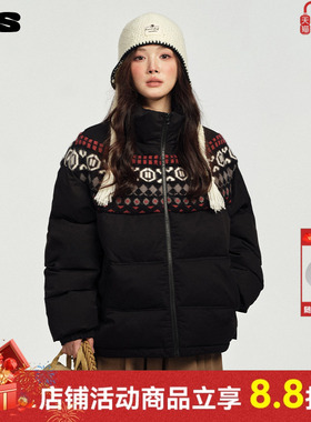 ics丨iconslab费尔岛费尔岛毛织棉服情侣新款秋冬宽松棉衣外套