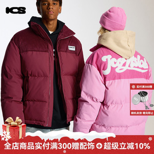 ics 撞色百搭加厚男女潮流休闲外套 iconslab灯芯绒拼接棉服冬季