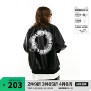 [Zhang Yuan same style] ICONSLAB joint SSUR PLUS smoke PU leather baseball jacket couple jacket tide
