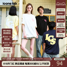 iconslab 马卡龙色发泡大字母logo短袖T恤宽松休闲男女同款上衣夏