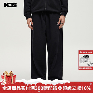 长裤 ics 男女秋冬宽松直筒运动裤 基础旗帜印花卫裤 iconslab美式