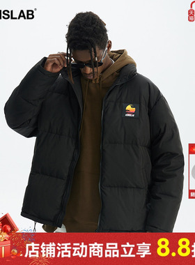 ics丨iconslab落日胶章立领短款羽绒服高街休闲百搭外套男女同款
