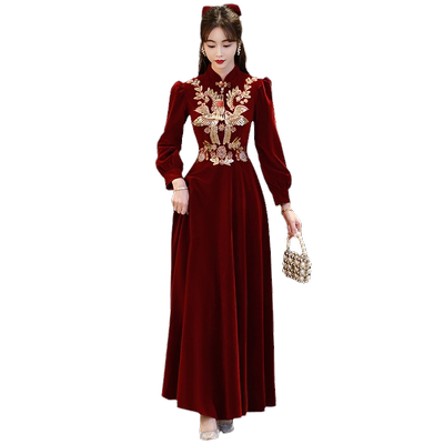 新款秋冬季新娘订婚敬酒服长袖款