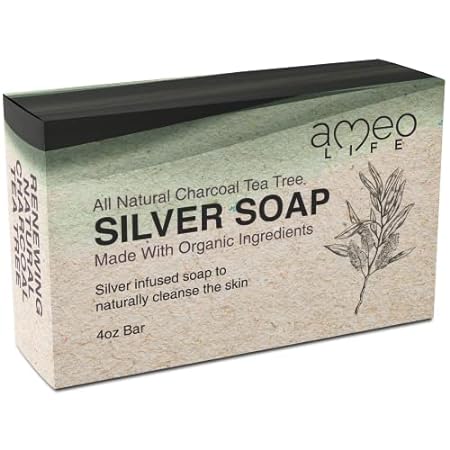 Ameo Life Charcoal Tea Tree Silver Soap with 30 ppm Silve