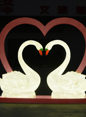 户外发光天鹅摆件园林庭院水池装装饰公园大型玻璃钢仿真动物雕塑