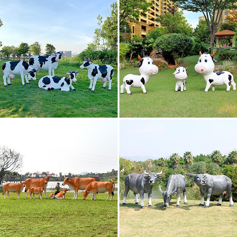 户外仿真奶牛雕塑草坪摆件
