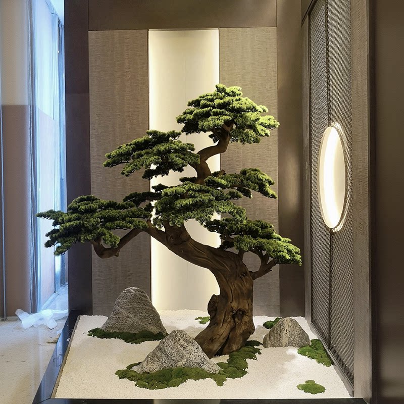 手工雕刻仿真迎客松绿植造景松树