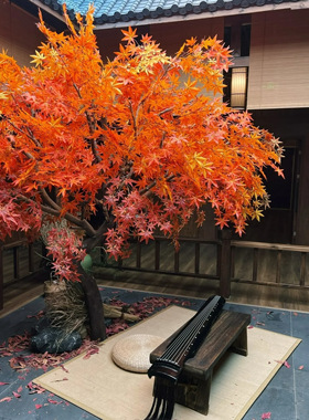 仿真红枫树造型树枫叶装饰树假树榕树橱窗庭院酒店餐饮造景摆件