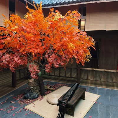 秋日庭院日式氛围许愿树造景布置