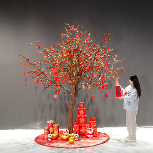 仿真石榴树假树仿真树果树新年许愿树大型室内外装饰树造型树造景