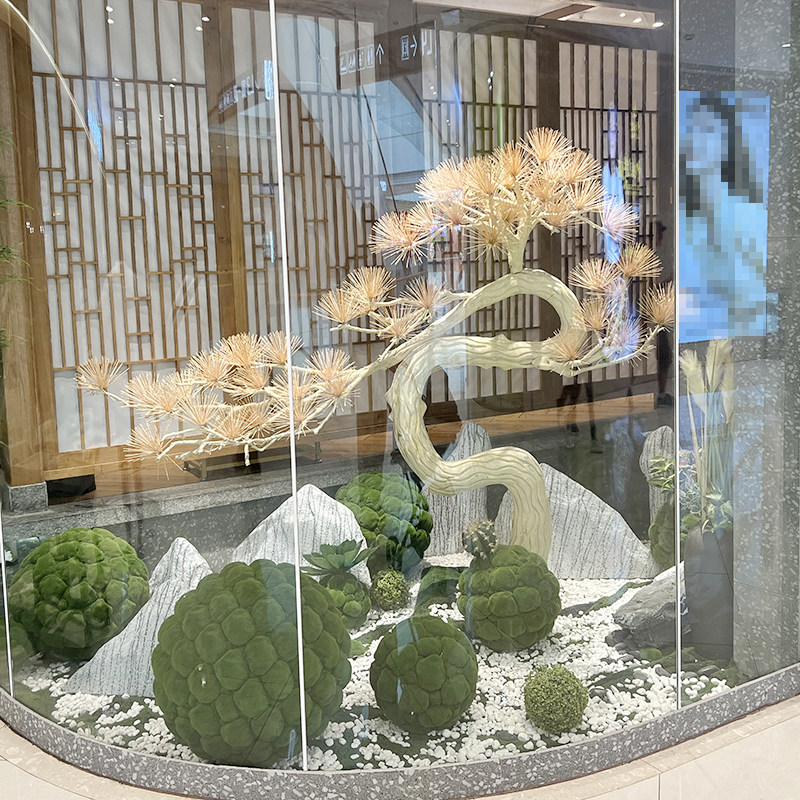 仿真松树雕刻牙签松大型罗汉松装饰假雪松马尾松木雕造景高端枯树