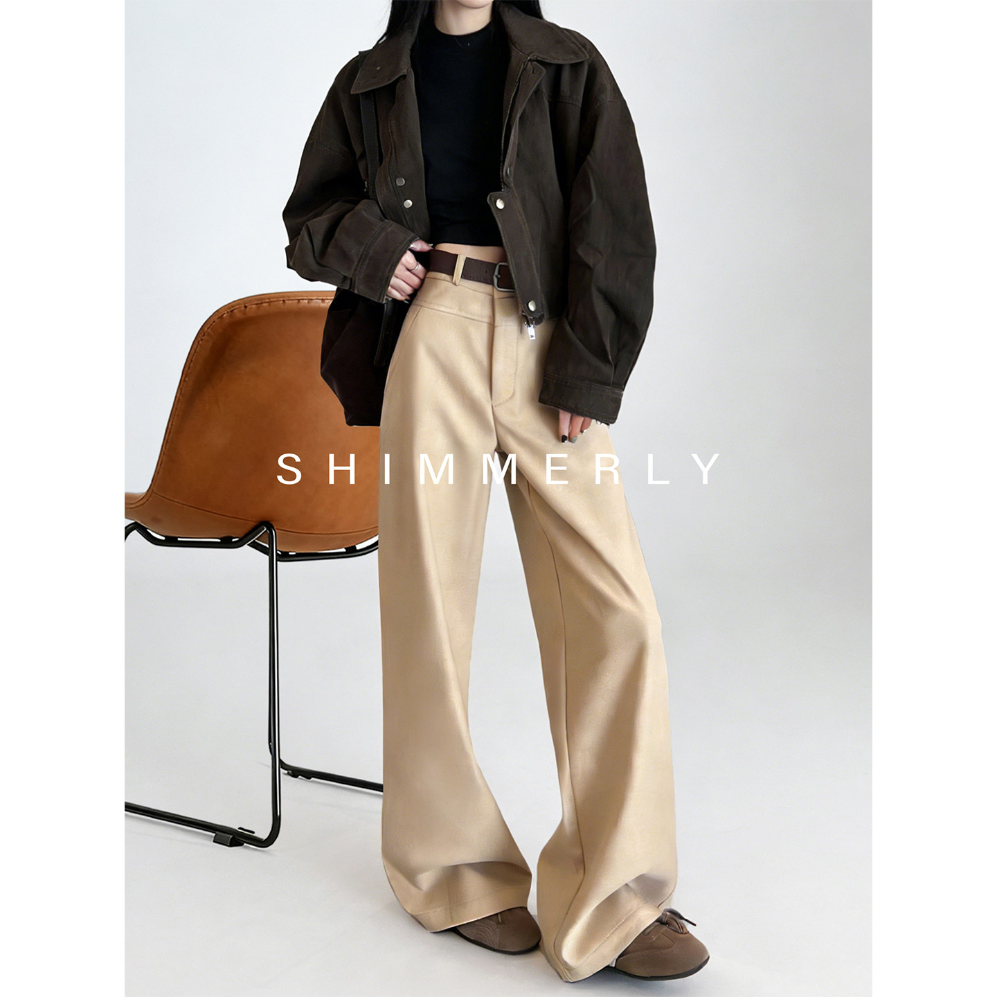 【通勤简约】卡其色阔腿裤女2026春季新款高腰窄版羊毛西装直筒裤,女装/女士精品,休闲裤,淘宝优惠券,粉丝福利购,淘宝优惠卷