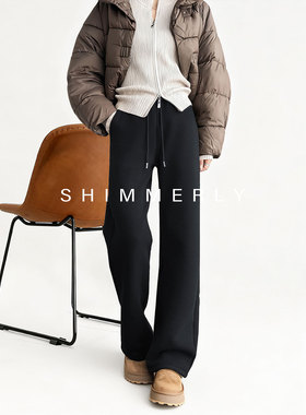 黑色羊羔绒加绒加厚卫裤女2025新款冬东北外穿棉裤加厚绒直筒裤子