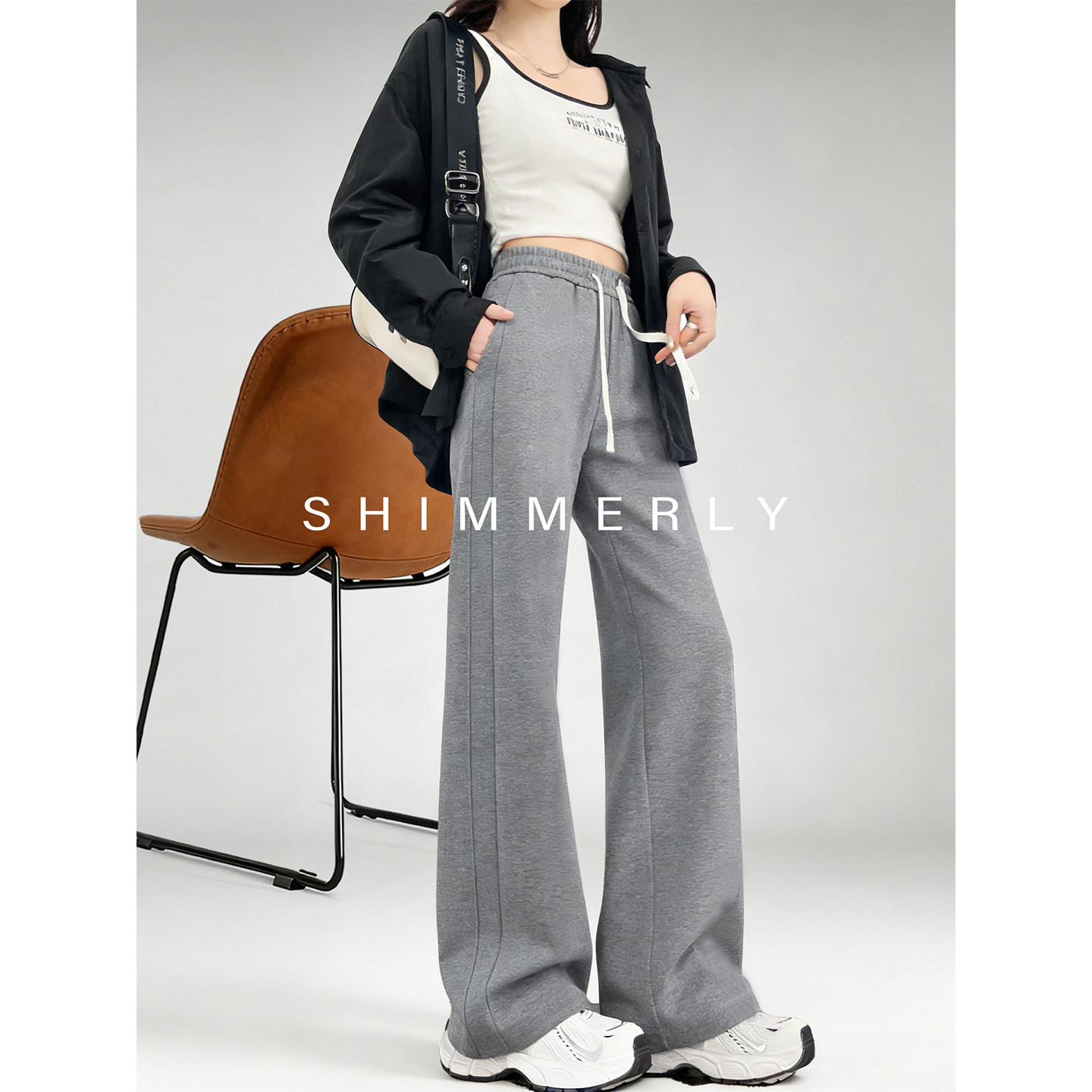 【亲肤棉】灰色加绒卫裤休闲宽松运动裤女冬季加厚直筒垂感阔腿裤,女装/女士精品,卫裤,淘宝优惠券,粉丝福利购,淘宝优惠卷