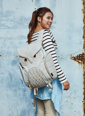 香港设计Morn Creations猫头鹰背包轻奢羊毛绒做仿铆钉ins风潮牌