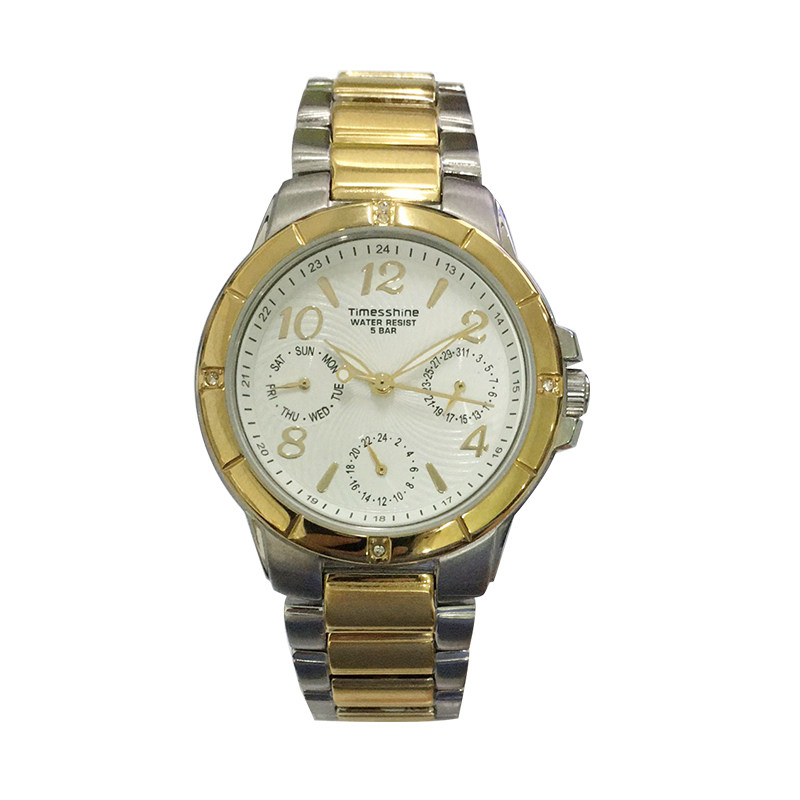 德讯进口多功能石英机芯手表大表盘不锈钢表带防水腕表时尚男表