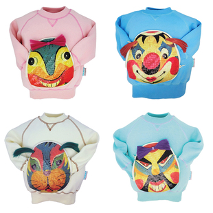 灵巧主儿ambidexter抓毛桃皮绒CVC精梭棉圆领卫衣附前袋吸汗巾