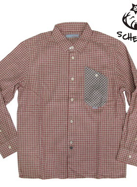 Schemer谋士男装红米格子衬衫男长袖薄款修身英伦风春秋外套