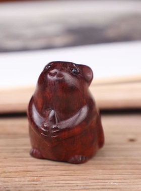 十二生肖紫檀木木雕整套摆件实木