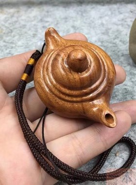茶壶车挂件文玩把把壶摆件花梨木