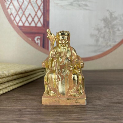 合金铜福德正神土地公神像摆件鎏金家居客厅店铺摆设鎏金工艺品