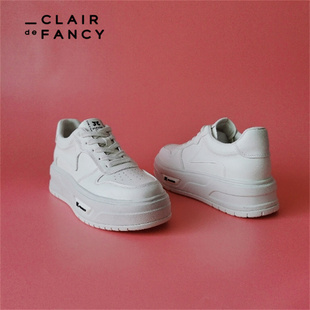 CLAIR de FANCY轻奢时尚韩版真皮拼色厚增高小白女鞋1658633