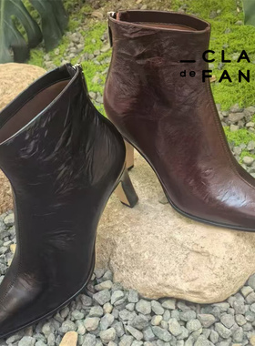 CLAIR de FANCY短靴女2025新款细跟高跟鞋气质百搭时装靴1790157