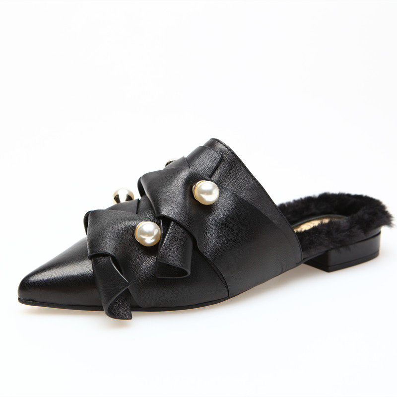 clair de fancy真皮舒适平底凉拖女鞋尖头软面皮鞋8170181