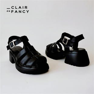 CLAIR de FANCY轻奢时镂空编织厚底罗马猪笼女凉鞋23年夏1580132