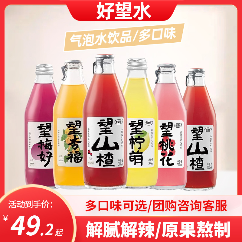 好望水望山楂杨梅果汁饮料气泡水汽水梅好柠萌杏福碳酸300ml整箱