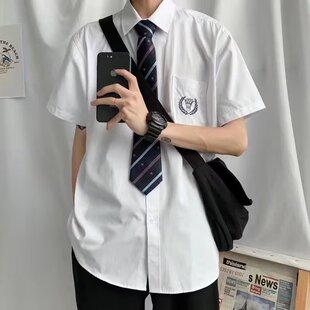 休闲衬衫 长袖 男女学生班服休闲刺绣衬衣潮 DK制服学院风短袖 春夏季
