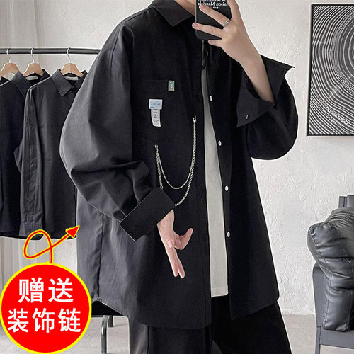 嘻哈小众设计感长袖衬衫潮牌炸街
