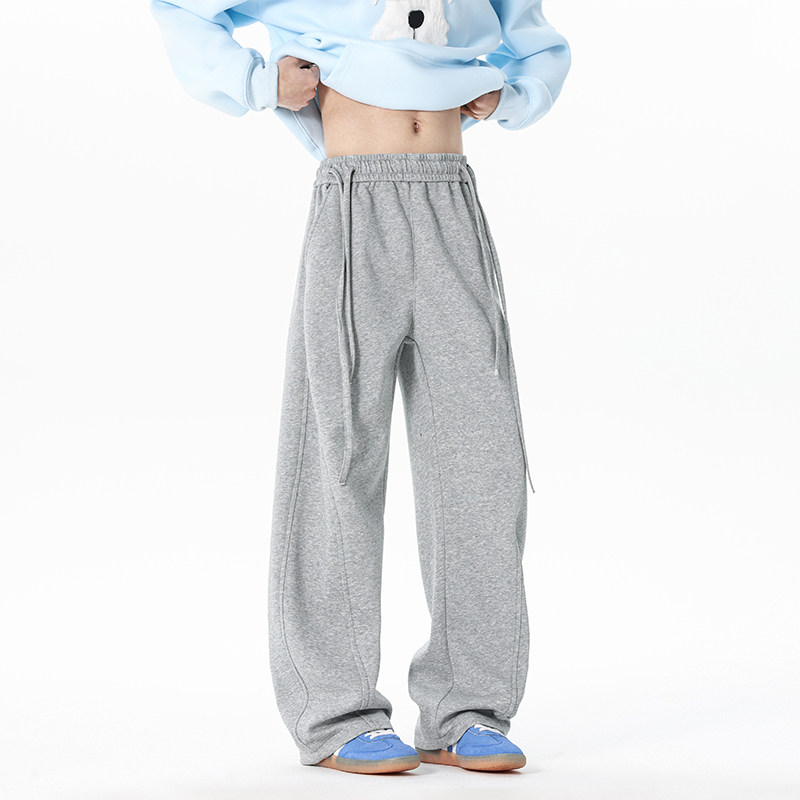 设计感卫裤男生春季宽松弯刀裤美式高街直筒阔腿镰刀运动休闲长裤