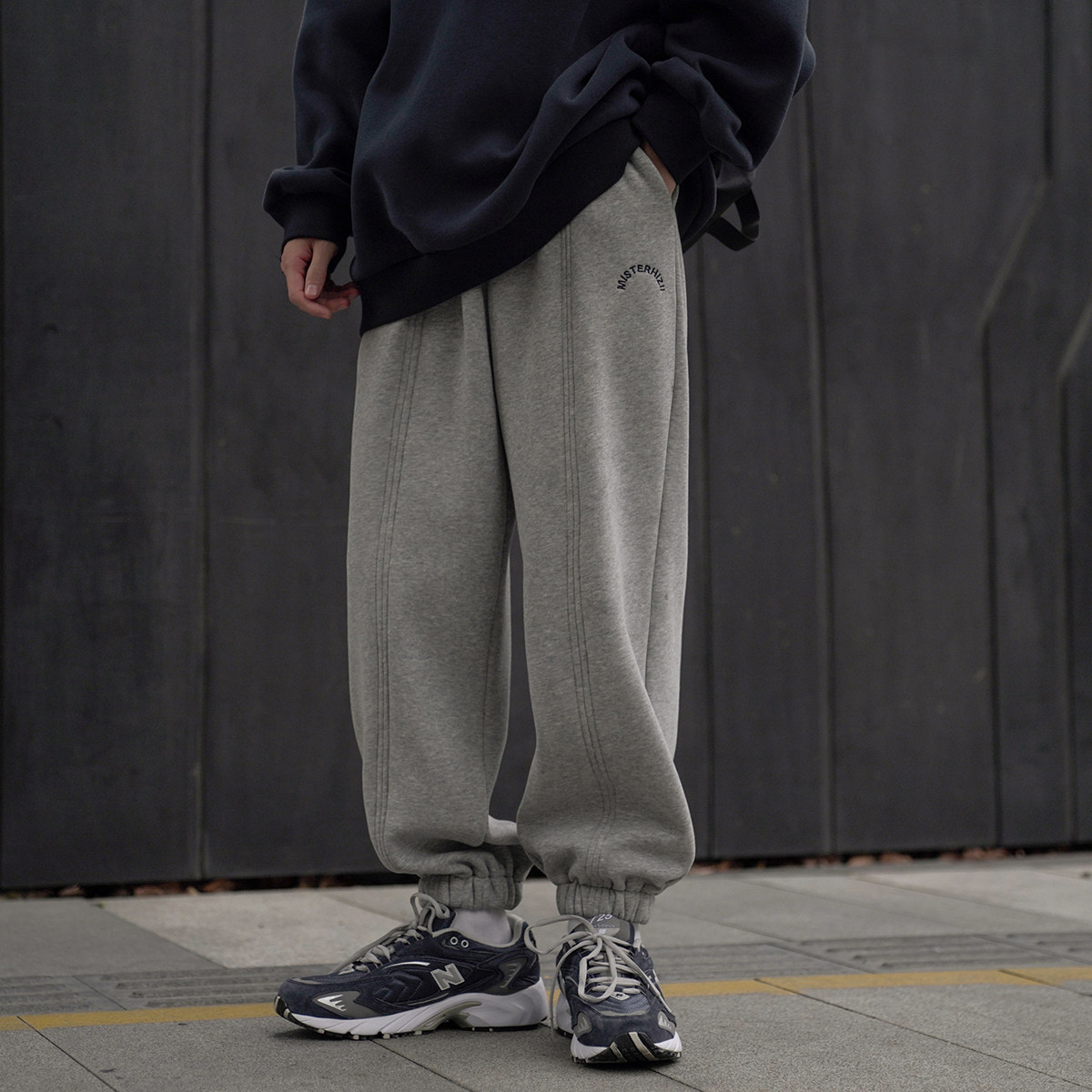 GOGOSOON男生灰色薄款束脚卫裤春秋装新款青少年运动休闲宽松裤子