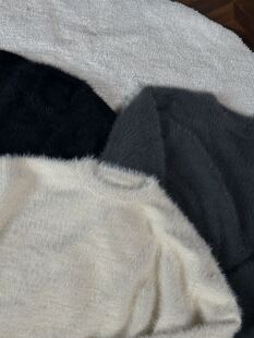 Oclin软糯重磅仿貂毛短宽立体剪裁圆领毛衣细针亲肤 23FW Drop1